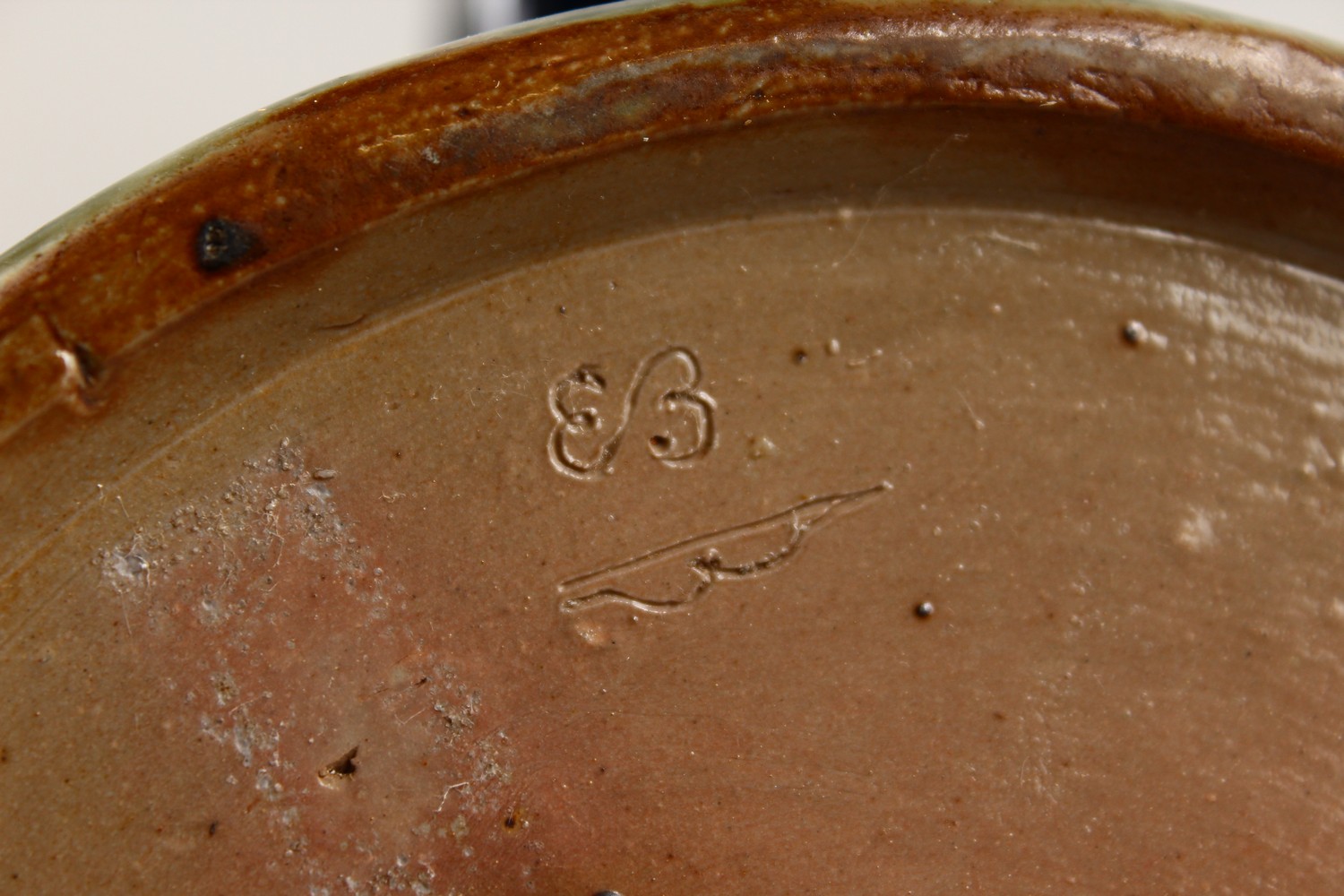 A DOULTON STONEWARE THREE HANDLED TYG with blue decoration. 7ins high. - Image 9 of 9