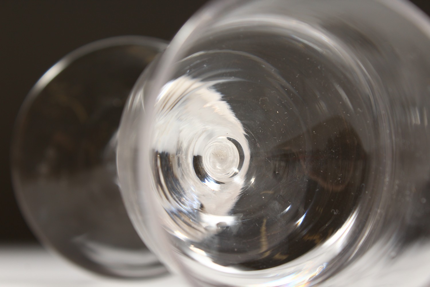 A GEORGIAN WINE GLASS, the plain bowl with knop stem and white air twist. 6ins high. - Image 6 of 7