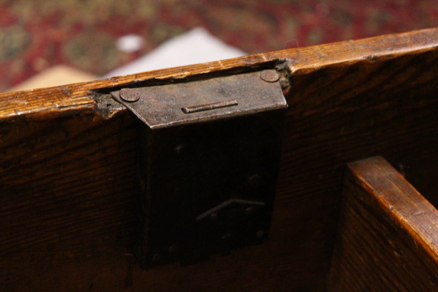 AN UNUSUAL EARLY 18TH CENTURY CONTINENTAL FRUITWOOD AND PINE RENT TABLE, with a sliding thick - Image 7 of 7