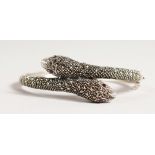 A SILVER AND MARCASITE SNAKE BRACELET.