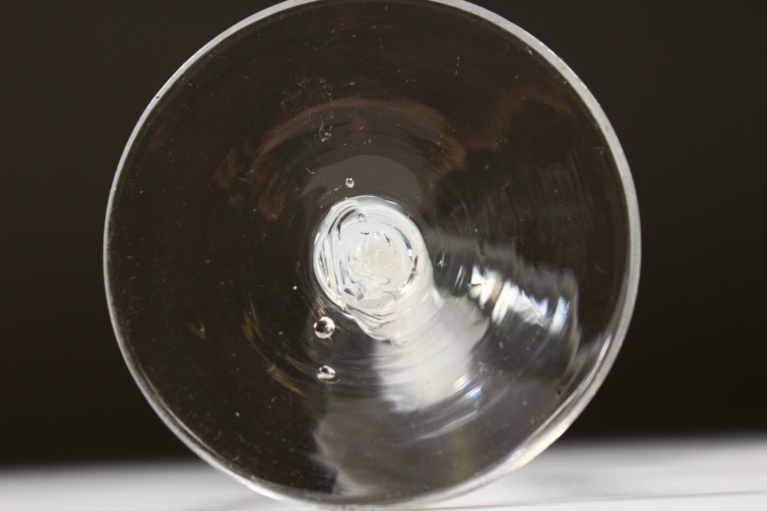 A GEORGIAN WINE GLASS, the bowl engraved with fruiting vines, with white air twist stem. 6ins high. - Image 9 of 9