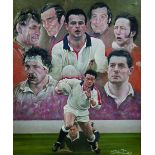 Stephen Doig (1964- ) British. "England Rugby Union Greats", Pastel, Signed, 13.25" x 10.75".