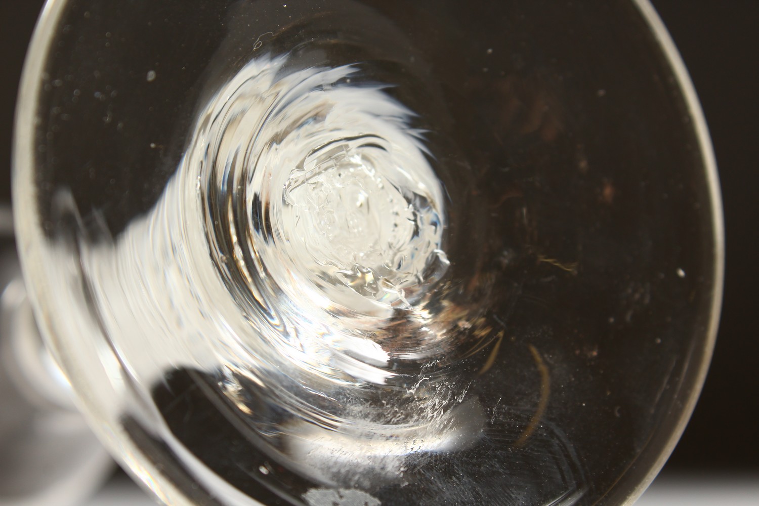 A GEORGIAN WINE GLASS, the bowl engraved with sunflowers, with white air twist stem. 5.5ins high. - Image 11 of 11