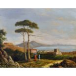 Giorgio Esposito (20th Century) Italian. An Italianate Landscape, with Figures in the foreground,