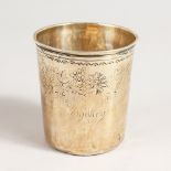 AN EARLY FRENCH SILVER BEAKER.