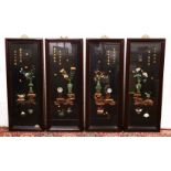 A GOOD SET OF FOUR 20TH CENTURY CHINESE FRAMED PICTURES, each picture displaying a native display of