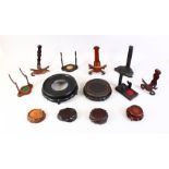 A MIXED LOT OF 19TH CENTURY CHINESE CARVED HARDWOOD STANDS, various shapes and sizes, (13)