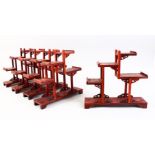 A MIXED LOT OF FIVE 20TH CENTURY CHINESE WOODEN DISPLAY STANDS, each with different level shelves,