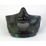 A JAPANESE MEIJI PERIOD CAST BRONZE MENPU HALF FACE MASK, 17.5cm high.