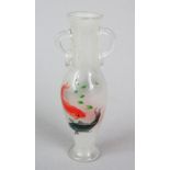 A GOOD CHINESE 20TH CENTURY REPUBLIC STYLE GLASS PAINTED SNUFF BOTTLE, the glass bottle with twin