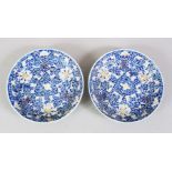 A GOOD PAIR OF 19TH CENTURY CHINESE FAMILLE ROSE PORCELAIN DISHES, decorated with longevity