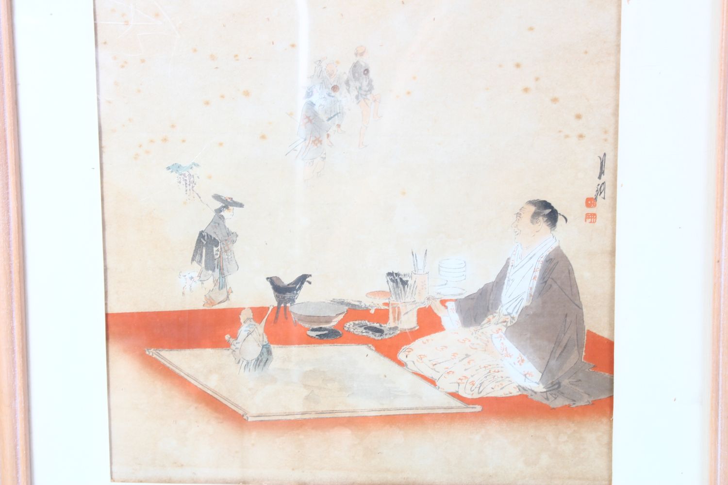 THREE 19TH CENTURY CHINESE WATERCOLOUR PAINTED PICTURES ON PAPER, the pictures depicting scenes of - Image 2 of 4
