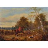 Henry Harris (1852-1926) British. A Hunting Scene, with Huntsmen and Dogs, Oil on Canvas, Signed,