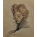 Miame (20th Century) French. A Head Study of a Sleeping Child, Pastel, Signed and Dated 'April