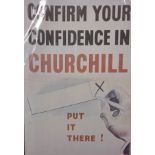 20th Century English School. "Confirm your Confidence in Churchill", Poster, Unframed, Overall 16" x