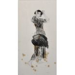 Augustus John (1878-1961) British. Full Length Portrait of a Lady, Etching, 11" x 5.5".