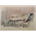 Early 20th Century French School. Study of a Reclining Nude, Pencil and Wash, Indistinctly Inscribed