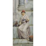 William Anstey Dollond (1858-1929) British. "A Roman Fruit Seller", Watercolour, Signed, 17.75" x