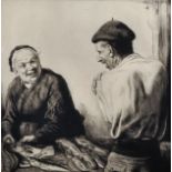 Salomon van Abbe (1883-1955) Dutch. The Fish Sellers, Etching, Signed and Indistinctly Inscribed