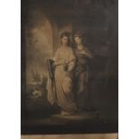 After Benjamin West (1738-1820) British. "Fidelia and Spiranza", Mezzotint, Overall 25" x 17.5", and