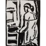 Horace Ascher Brodzky (1885-1969) Australian. "Washbasin", Linocut, Inscribed on a label on the