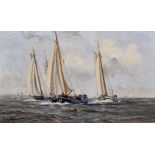 Frits Johan Goosen (1943- ) Dutch. "Saffier - Terschelling", a Seascape with Sailing Yachts, Oil