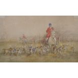 Circle of John Sanderson Wells (1872-1955) British. A Hunting Scene, with a Huntsman and Hounds in