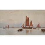 George Stanfield Walters (1838-1924) British. A Shipping Scene, with a Figure in a Rowing Boat in