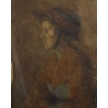 Early 20th Century English School. A Bust Portrait of a Lady, wearing a Hat, Oil on Canvas,