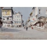 Edward Seago (1910-1974) British. A Street Scene, with Figures, Watercolour, Signed in Pencil, 10.5"