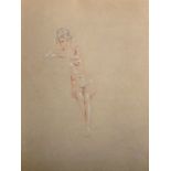 Raphael Kirchner (1876-1917) Austrian/American. A Seated Naked Lady, Crayon and Pencil, Unframed,