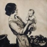 Salomon van Abbe (1883-1955) Dutch. Mother and Child, Etching, Signed and Inscribed in Pencil, 10.5"