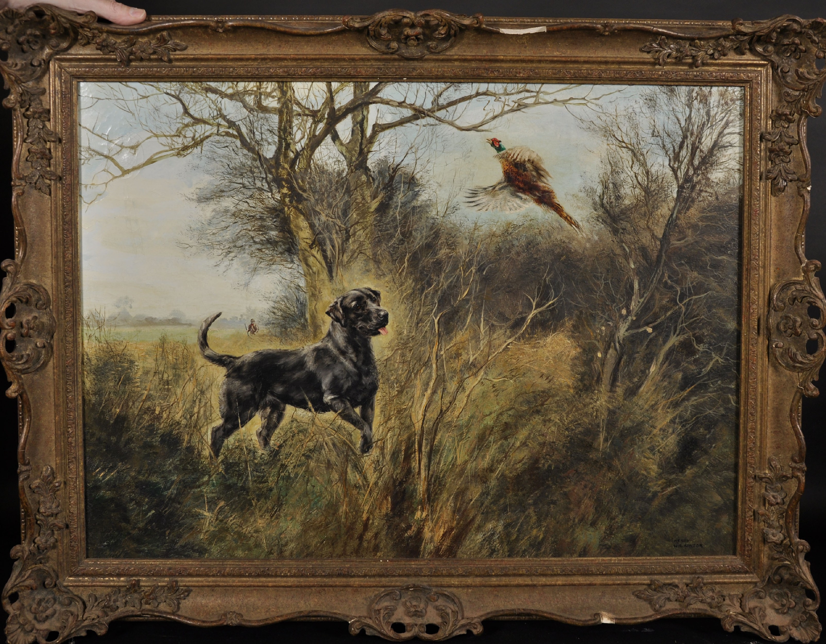 Henry Wilkinson (1921-2011) British. A Shooting Scene, with a Labrador putting up a Pheasant, with a - Image 2 of 5