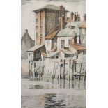 Leslie Moffat Ward (1888-1978) British. Riverside Buildings, Lithograph, Signed in Pencil, Unframed,
