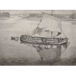 Leslie Moffat Ward (1888-1978) British. "A Keel on the Yorkshire Ouse", Etching, Inscribed on the