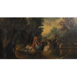 Manner of Jean Antoine Watteau (1684-1721) French. A Wooded Landscape, with Elegant Ladies, Oil on