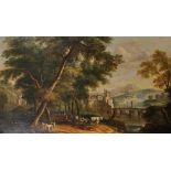 18th Century Dutch School. A Classical Landscape, with a Fortified Building in the distance with a