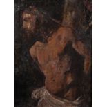 19th Century European School. Study of Christ, Oil on Canvas laid down, 14" x 10".