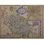 John Speed (1552-1629) British. "The West Ridinge of Yorkeshyre", Coloured Map, 15" x 20".