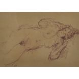 Bernard Dunstan (1920-2017) British. "Nude", a Naked Figures Study of a Lady Reclining, Chalk,