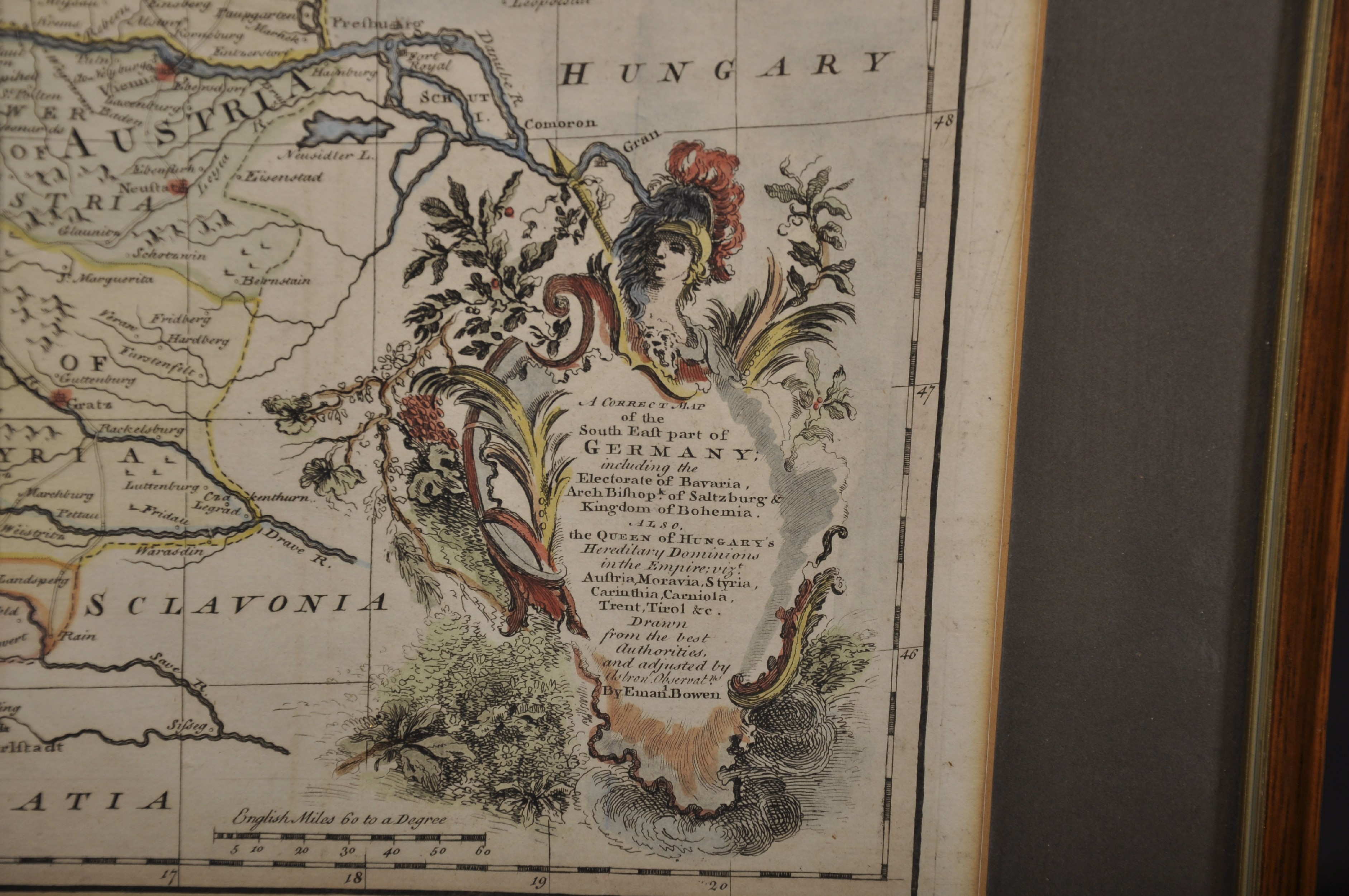 Emanuel Bowen (1693-1767) British. "A Correct Map of the South East Part of Germany", Map, 14" x - Image 3 of 4