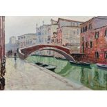 Bepi Marino (20th Century) Italian. A Canal Scene in Venice, Oil on Canvas, Signed, Indistinctly