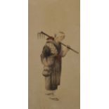 20th Century Japanese School. Study of a Farmworker, Print, 8" x 4", and Three companion pieces, a