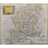 Robert Morden (c.1650-1703) British. "Hamp Shire", Map, 14.5" x 16.5".