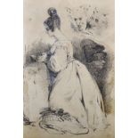 Circle of Jean Baptiste Isabey (1767-1855) French. A Lady Praying against her Demons, Pencil,