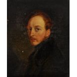19th Century English School. Bust Portrait of a Man dressed in Black, Oil on Canvas laid down, 12" x