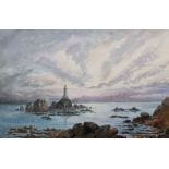 Attributed to Jessy M... Hilson (19th - 20th Century) British. A View of Corbiere Lighthouse,