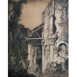 Frank Brangwyn (1867-1956) British. "St Leonard's Abbey, Blanchard Island", Etching, Signed in