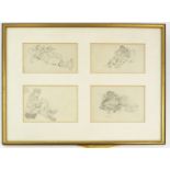 FREDRICK CECIL JONES RBA 1891-1956, FRAMED SET OF 4 PENCIL SKETCHES ENTITLED TOMMIES AT REST ETAPLES