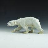 A LARGE BING & GRONDAHL PORCELAIN STUDY OF A WALKING POLAR BEAR, APPROX. 31 cm